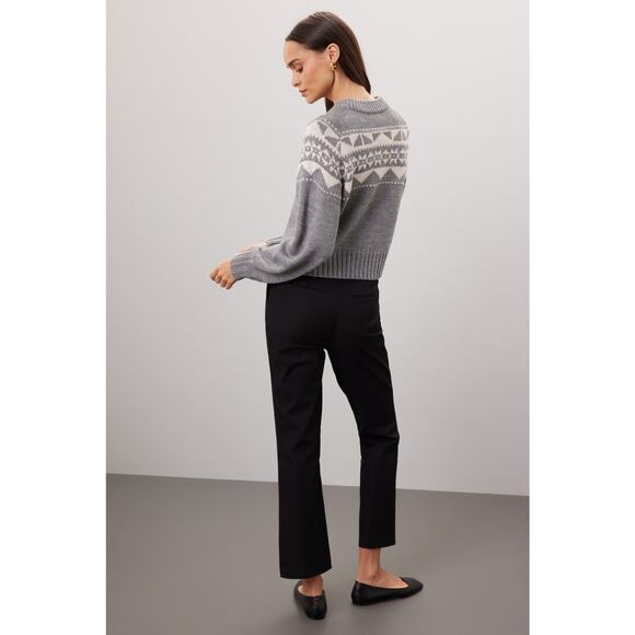 MARISSA WEBB Gray Geometric Knit Wool Blend Crewneck Nordic Sweater size Medium - Picture 4 of 11